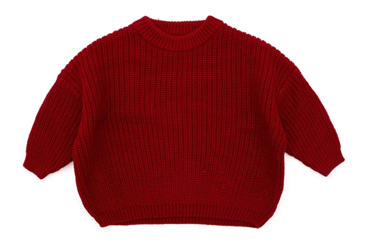 Cotton Knit Sweater - Red