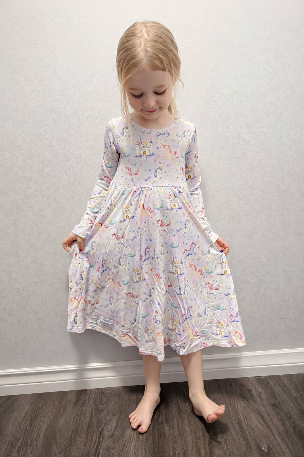 Unicorn Tales - Long Sleeve Twirl Dress