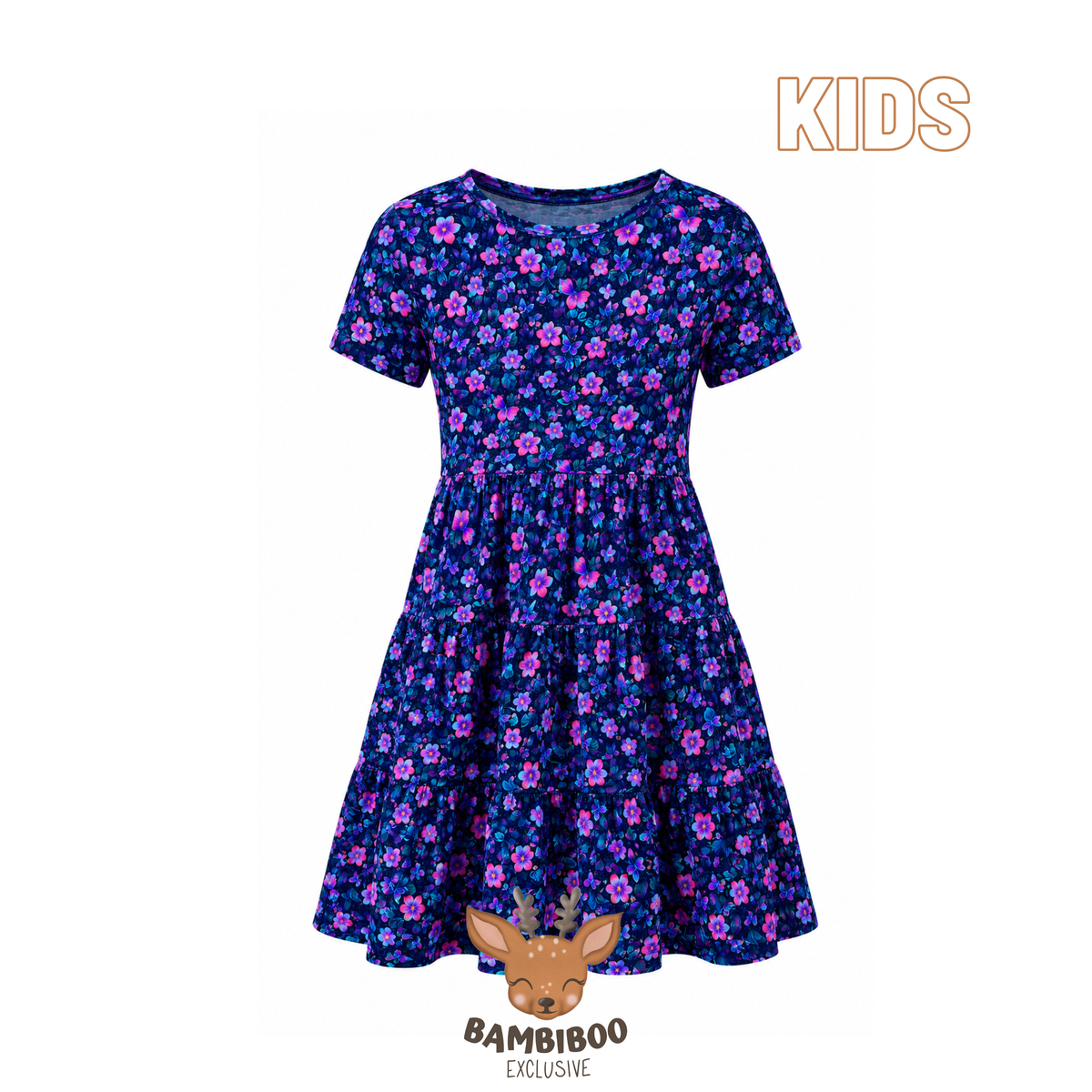 Electric Petals - Kids Tiered Dress PREORDER